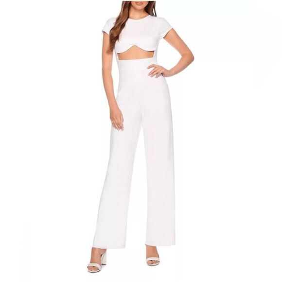 Susana Monaco Reverse Sweetheart Front Cutout Wide LegJumpsuit